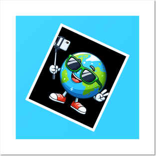 Earth taking a selfie, Funny earth day design Posters and Art